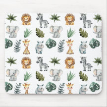 Watercolor Whimsical Adorable Baby Safari Animals