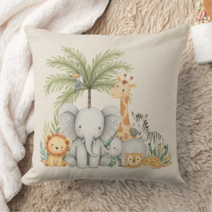 Watercolor Whimsical Animal Safari Cushion