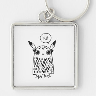 Watercolor whimsical blue flowers key ring