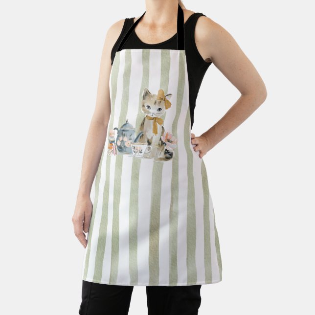 Watercolor Whimsical Cat Apron (Insitu)