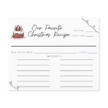 Watercolor Whimsical Christmas Recipe Card