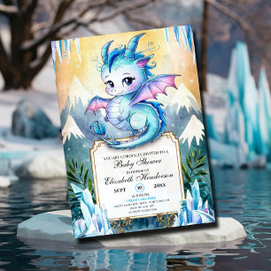 Watercolor Whimsical Dragon Baby Shower Invitation