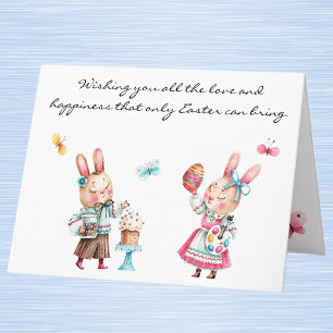 Watercolor Whimsical Easter Blessing Note Card