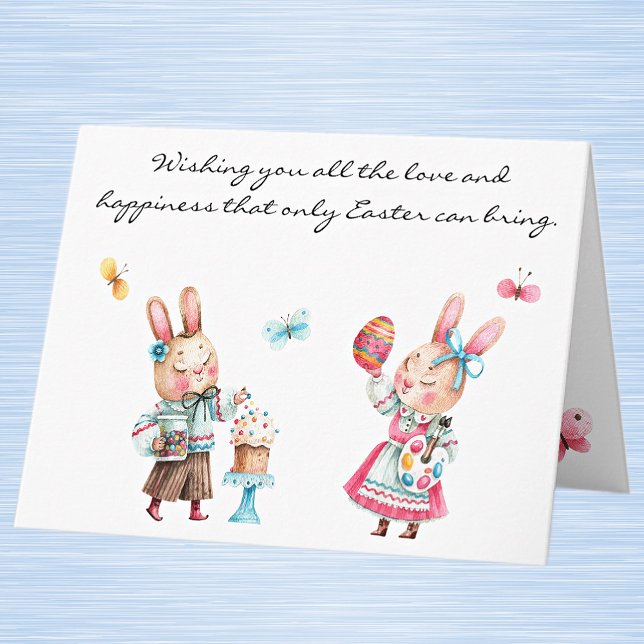 Watercolor Whimsical Easter Blessing Note Card (Creator Uploaded)