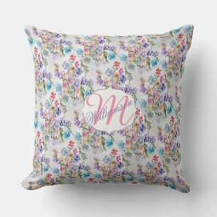 WATERCOLOR WHIMSICAL FLOWER PATTERN OUTDOOR CUSHION