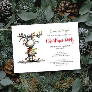 Watercolor whimsical reindeer party invitation