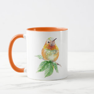 Watercolor Whimsical Rufous Hummingbird attitude Mug