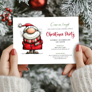 Watercolor Whimsical Santa Claus Festive Invite