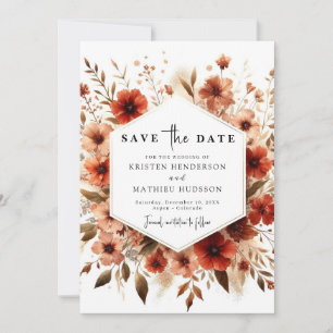 Watercolor Whimsical Terracotta Wedding Save The Date