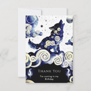 Watercolor Whimsy Wolf Birthday Thank You Card