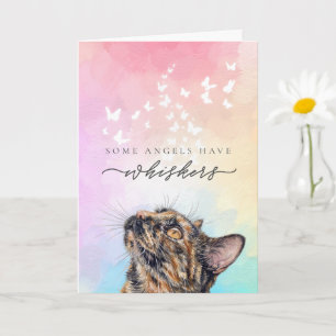 Watercolor Whiskers Tortie Cat Loss Sympathy Card