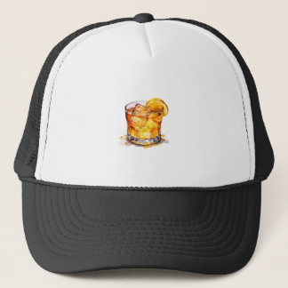 Watercolor Whiskey Drink Trucker Hat