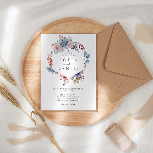 Watercolor Whispering Blooms Frame Wedding Invitation (Creator Uploaded)