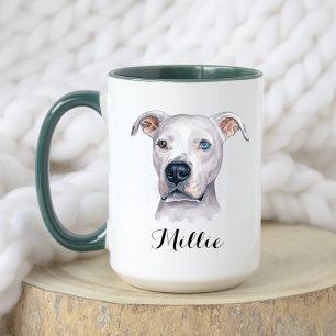 Watercolor White American Pitbull Pittie Fun Facts Mug