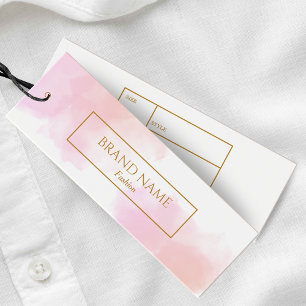 Watercolor White Business Clothing Hang tag   Gold