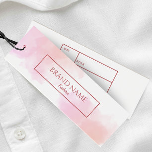 Watercolor White Business Clothing Hang tag Pink