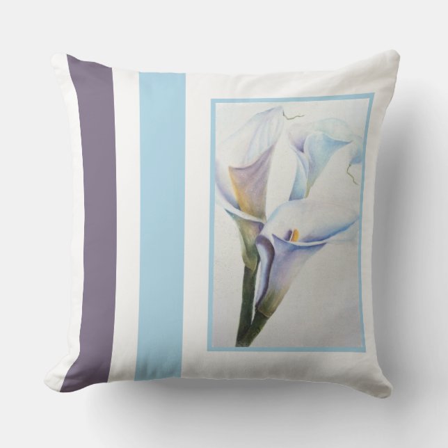 Watercolor White Calla Lilies Cushion (Front)