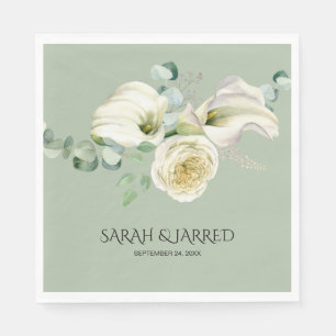 Watercolor White Calla Lilies Napkin