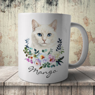 Watercolor White Cat Coffee Mug