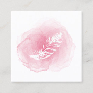 Watercolor White Feather Business Card
