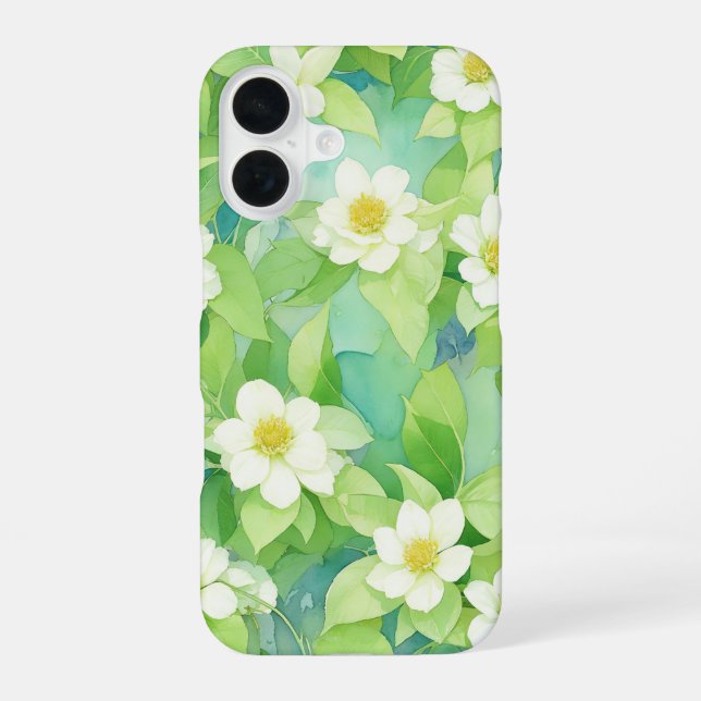 Watercolor White Floral Botanical Phone Case (Back)