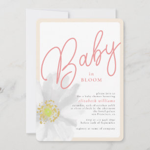 Watercolor White Floral Chic Baby in Bloom Invitation
