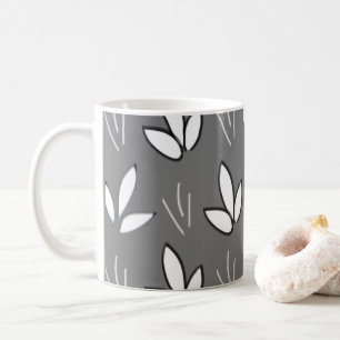 Watercolor White Flowers Grey Elegant Coffee Mug