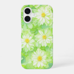 Watercolor White Flowers & Leaves Phone Case