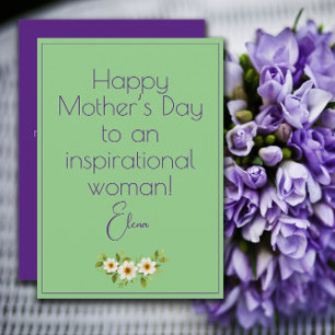 Watercolor white flowers mother green card