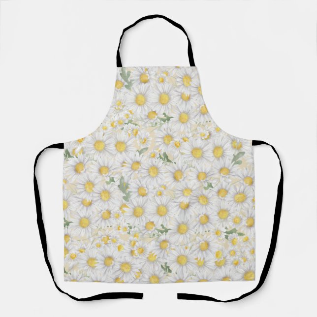 watercolor white flowers pattern apron (Front)