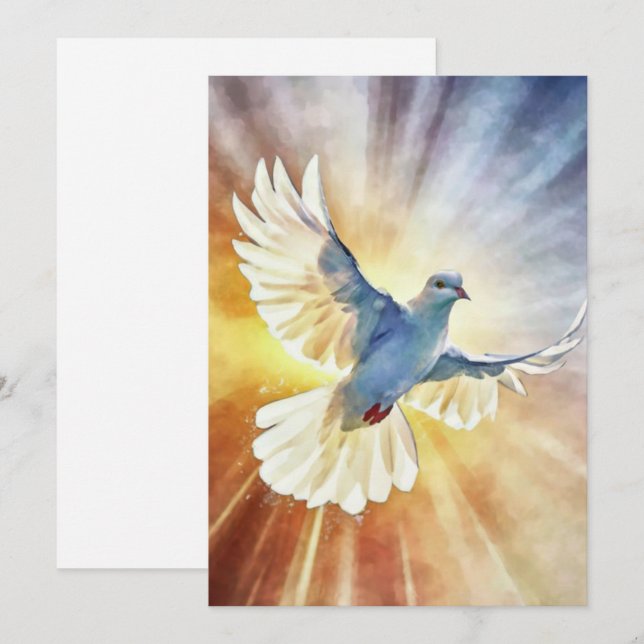 Watercolor White Flying Dove Invitation (Front/Back)