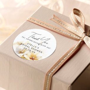 Watercolor White God Flower Bridal Shower Classic Round Sticker