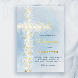 watercolor white gold cross Baptism