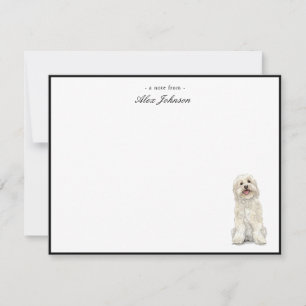 Watercolor White Golden Doodle Dog Flat Thank You Card