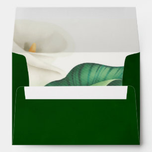 Watercolor White Lily With Green Foliage Wedding Envelope