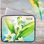 Watercolor White Lily with Monogram  Laptop Sleeve<br><div class="desc">Experience the perfect blend of artistic beauty and practicality with our personalised watercolor lily laptop sleeve. Elevate your laptop's style and safeguard it with elegance.</div>