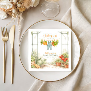 watercolor White Little Sprout Garden Baby Shower Napkin