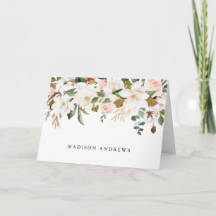 Watercolor White Magnolias Personalised Note Card