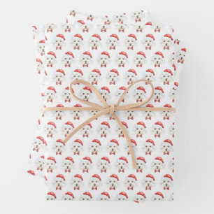Watercolor White Maltese Dog Pattern Christmas Wrapping Paper Sheet