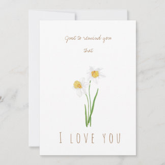 watercolor white narcissus flowers greeting card