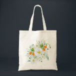Watercolor White Orchids and Kumquats Bouquet Tote Bag<br><div class="desc">The perfect orchid tote bag for summer. It featuring watercolor floral bouquet of white orchids,  kumquats and greenery. This white orchid tote bag will be perfect as a personalised gift.</div>