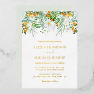 Watercolor White Orchids and Kumquats Wedding