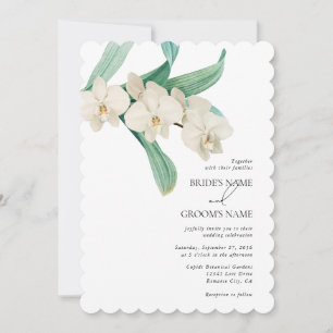 Watercolor White Orchids Floral Wedding Invitation