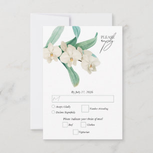 Watercolor White Orchids Floral Wedding RSVP Card