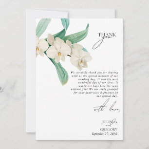 Watercolor White Orchids Floral Wedding Thank You Card