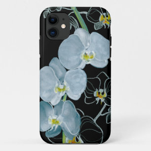 Watercolor White Orchids Pattern iPhone 11 Case