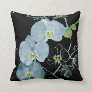 Watercolor White Orchids Pattern Cushion