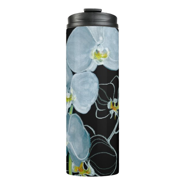 Watercolor White Orchids Pattern Thermal Tumbler (Front)