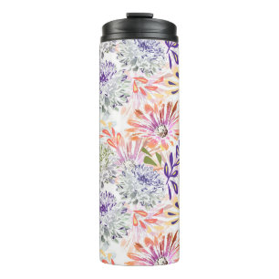 Watercolor white, pink flowers thermal tumbler