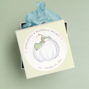 Watercolor White Pumpkin Classic Round Sticker